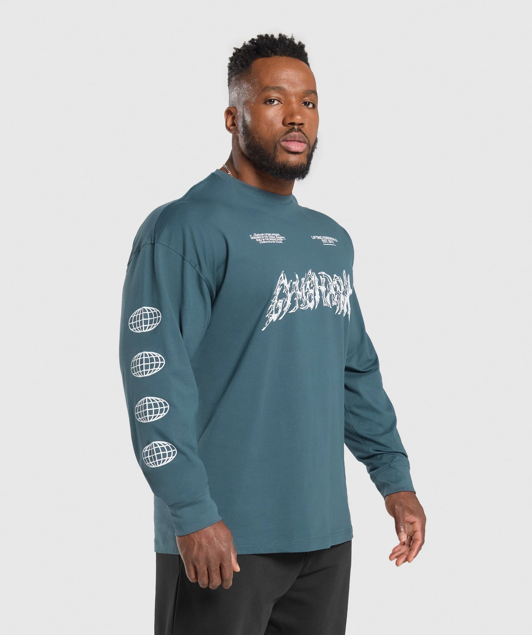 Metal Lifting Graphic Long Sleeve T-Shirt