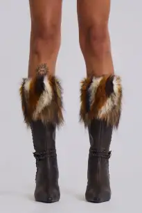 Fauna Faux Fur Heeled Boot(UK 3,Brown)