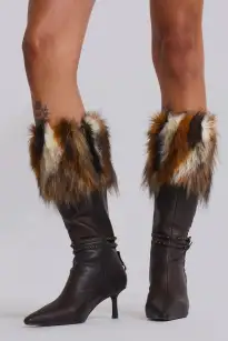 Fauna Faux Fur Heeled Boot(UK 3,Brown)
