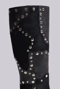 Shadow Studded Knee-High Boot(UK 3,Black)