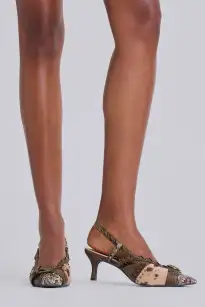 Arden Patchwork Slingback Kitten Heels(UK 4)