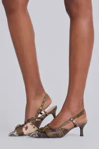 Arden Patchwork Slingback Kitten Heels(UK 4)