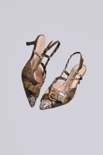 Arden Patchwork Slingback Kitten Heels(UK 4)