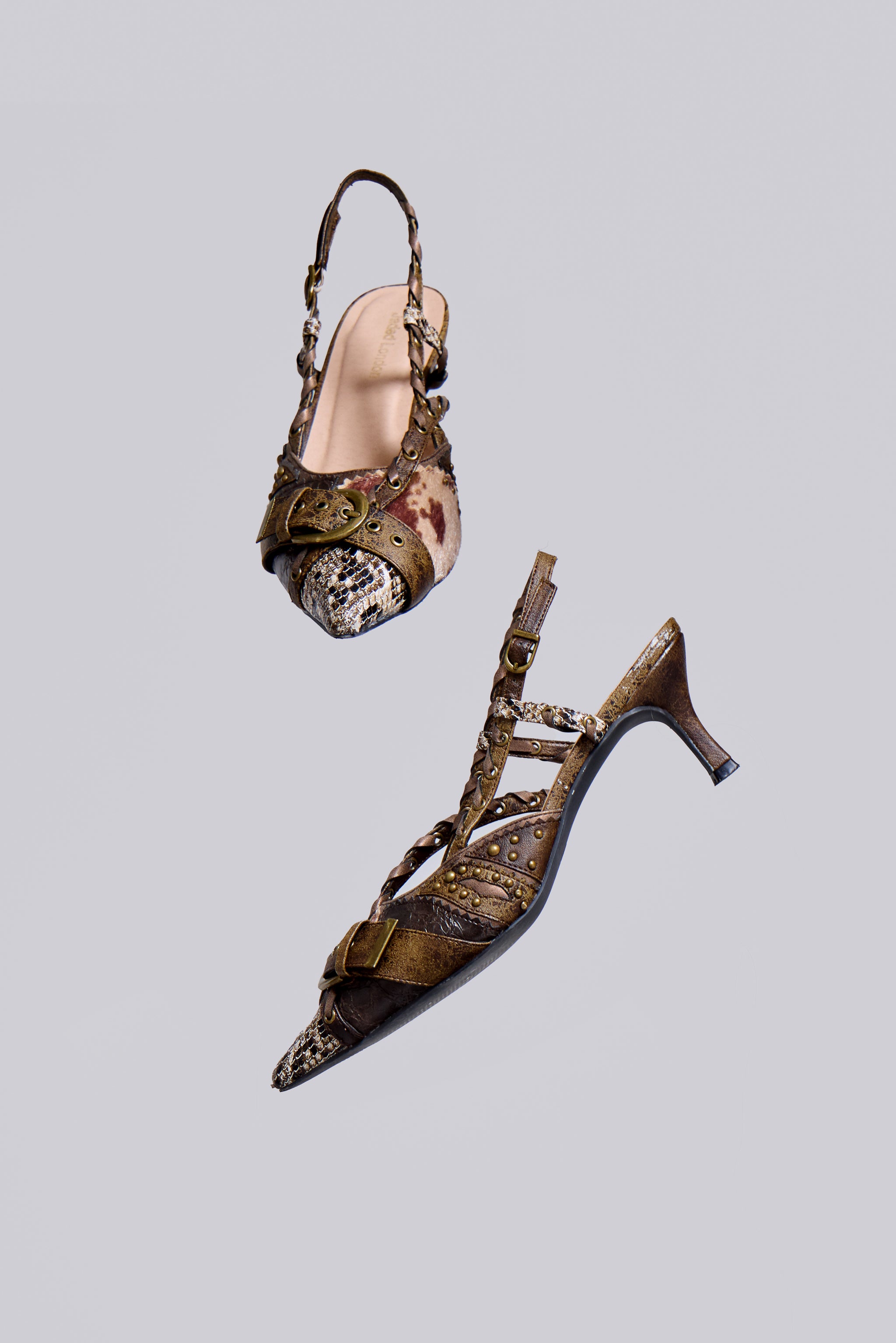 Arden Patchwork Slingback Kitten Heels(UK 4)