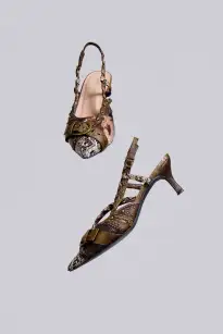 Arden Patchwork Slingback Kitten Heels(UK 4)