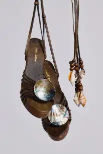 Arielle Shell Wooden Platform Sandal(UK 4)