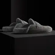Men's Suede Shearling Lined Loafer - Ash/Heather Grey(8,Ash/Heather Grey,JP)