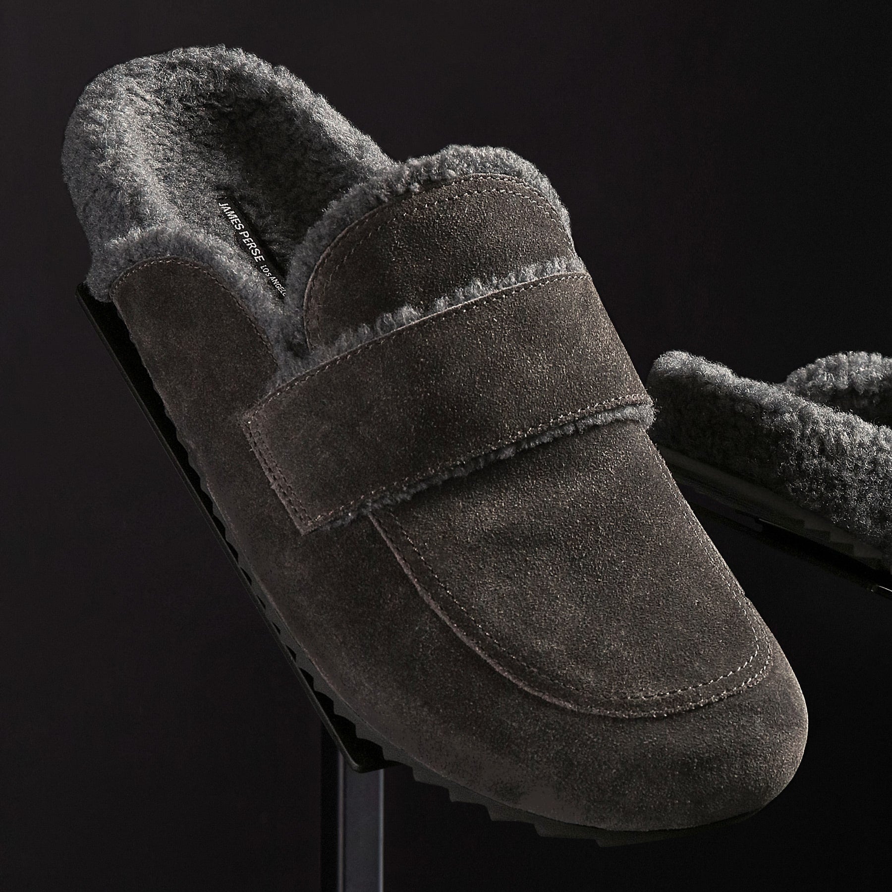 Men's Suede Shearling Lined Loafer - Ash/Heather Grey(Ash/Heather Grey,8,JP)