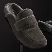 Men's Suede Shearling Lined Loafer - Ash/Heather Grey(8,Ash/Heather Grey,JP)