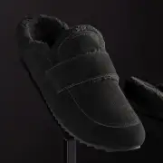 Men's Suede Shearling Lined Loafer - Black/Black(8,Black/Black,JP)