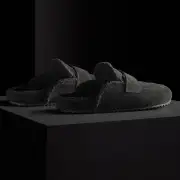 Men's Suede Shearling Lined Loafer - Black/Black(8,Black/Black,JP)