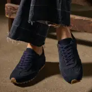 Women's Suede Low Running Sneaker - Navy(6,Navy,JP)