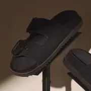 Women's Suede Buckle Slide - Black(6,Black,JP)