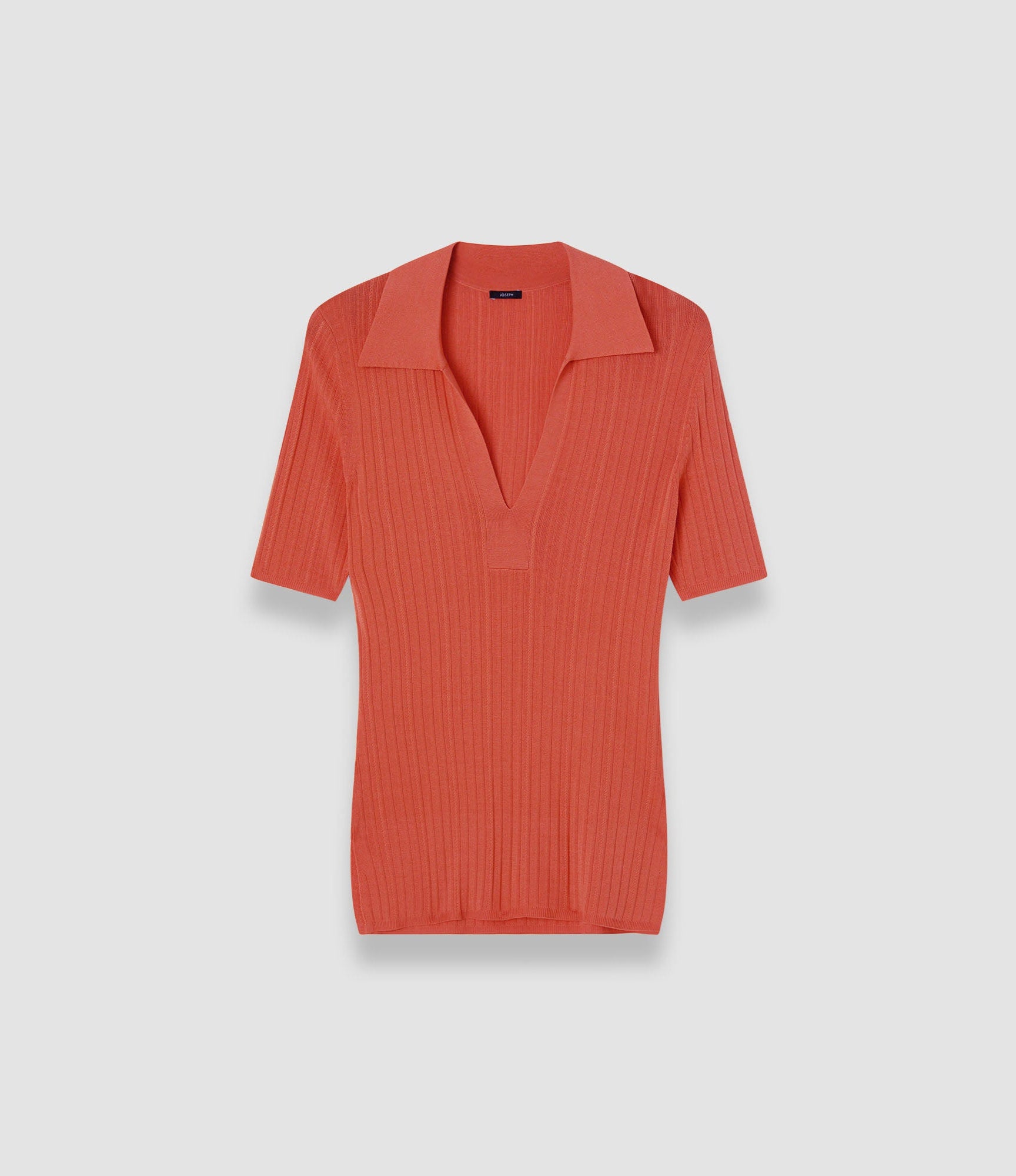 Viscose Rib Knit Polo Top