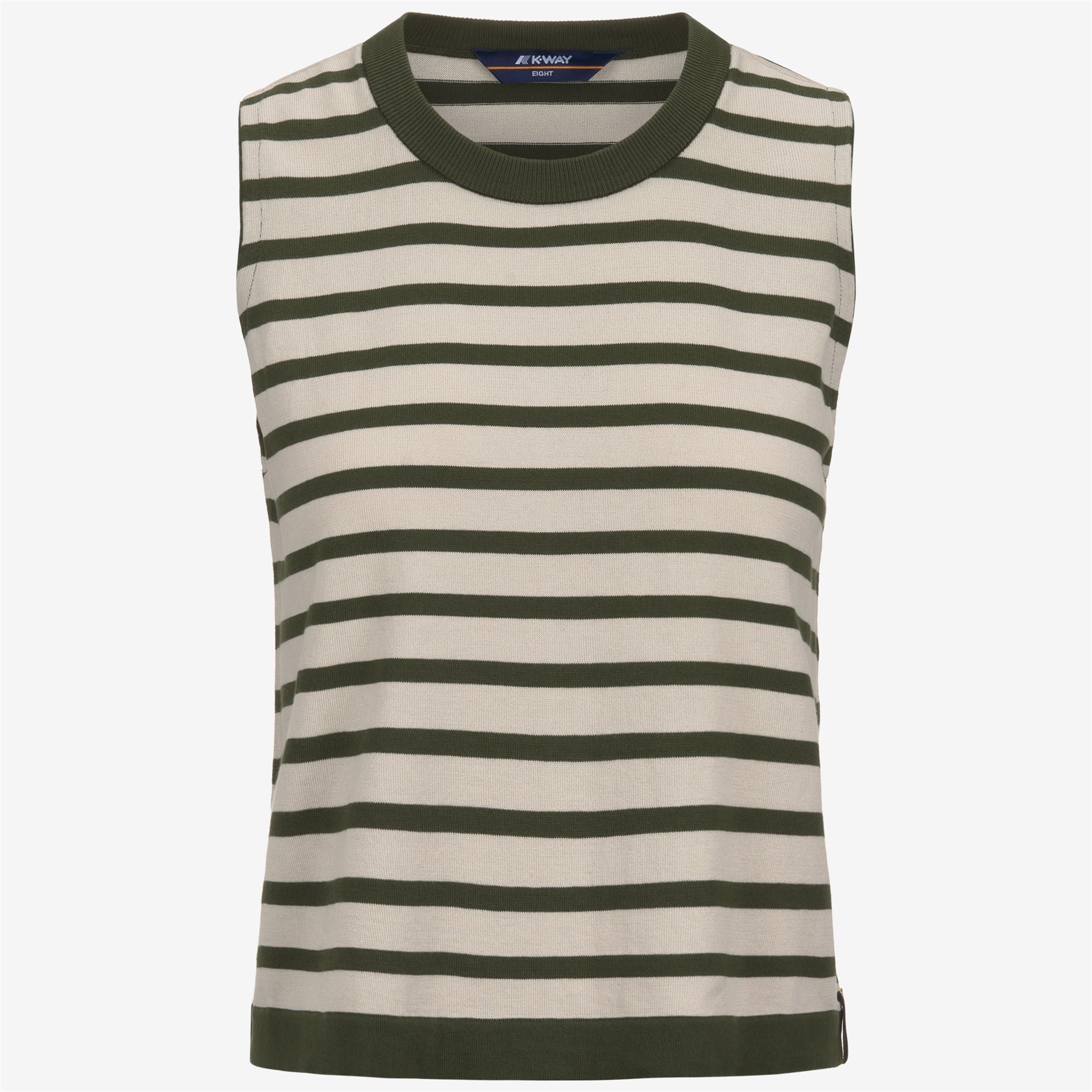 GERI STRIPES - KNITWEAR - Vest - Woman - BEIGE LT-GREEN LICHEN