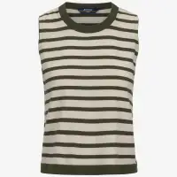 GERI STRIPES - KNITWEAR - Vest - Woman - BEIGE LT-GREEN LICHEN