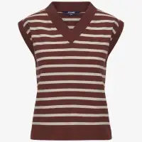 JENER STRIPES - KNITWEAR - Vest - Woman - BROWN FIERY-BEIGE LT