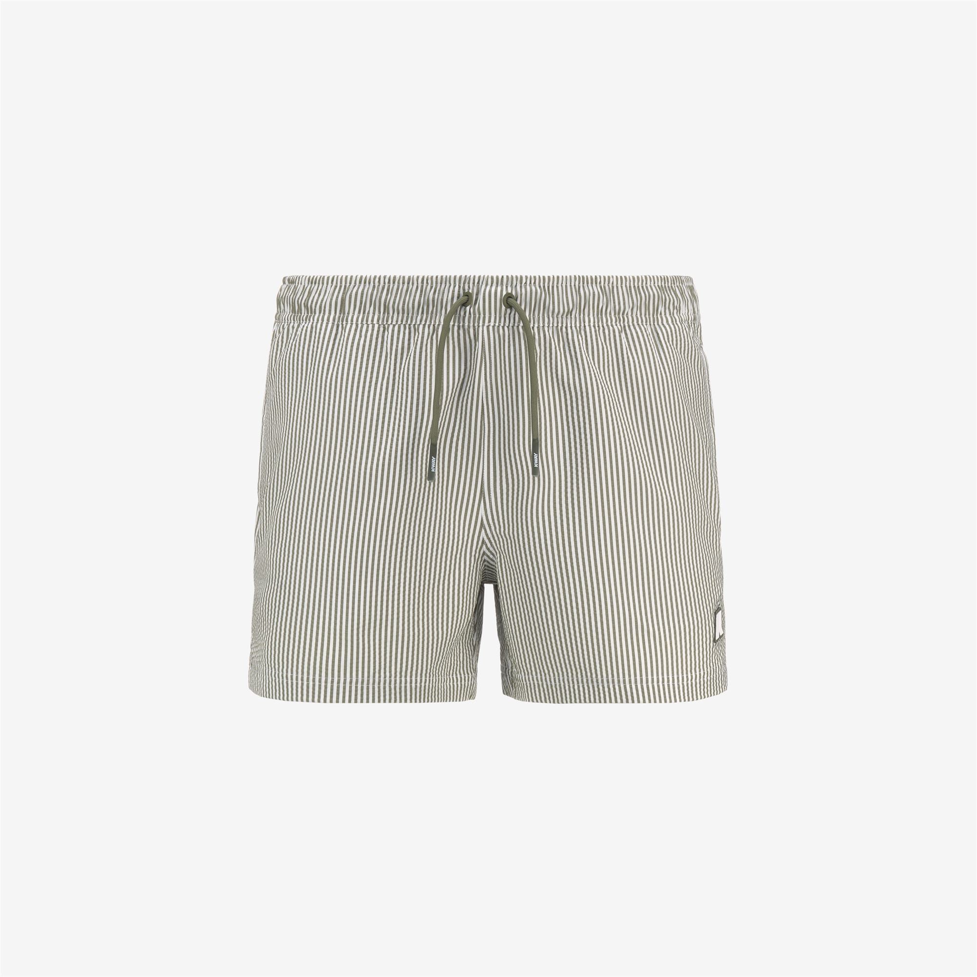 HAZEL MID STRIPES BEACH - Bathing Suits - Swimming Trunks - Man - WHITE-GREEN LICHEN