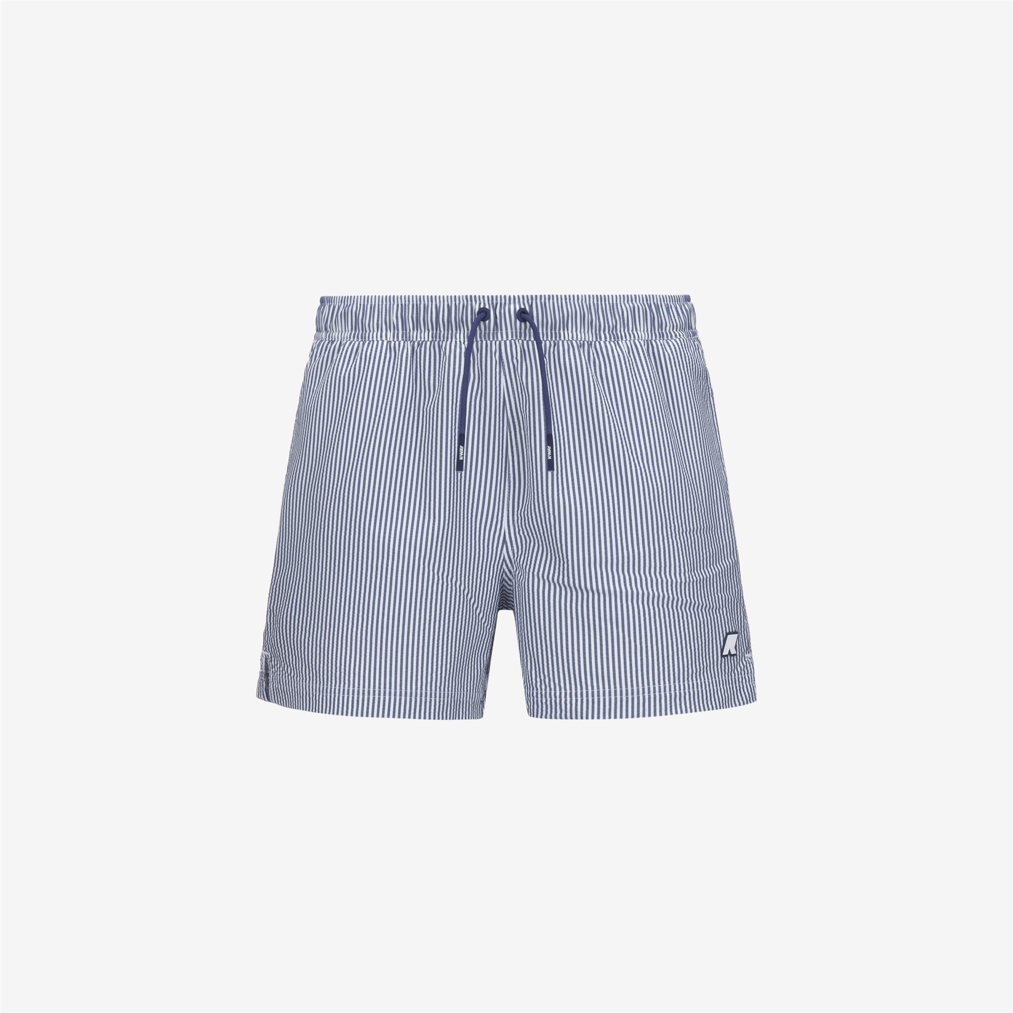 HAZEL MID STRIPES BEACH - Bathing Suits - Swimming Trunks - Man - WHITE-BLUE DEEP COBALT