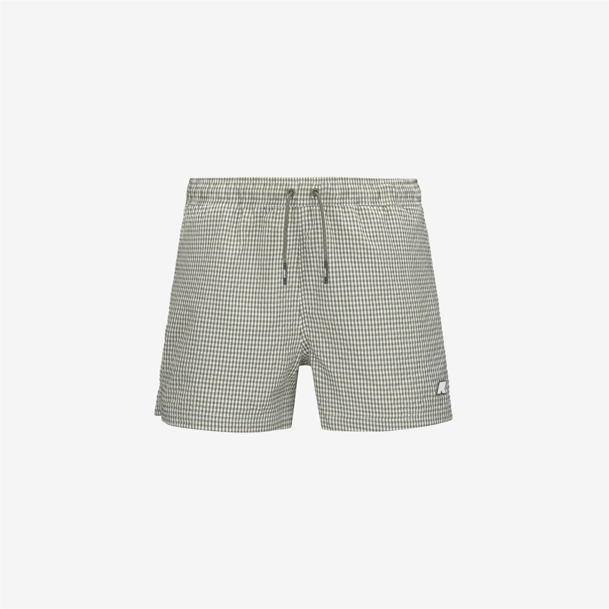 HAZEL CHECK BEACH - Bathing Suits - Swimming Trunks - Man - WHITE-GREEN LICHEN