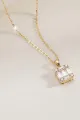 Gold Square Zircon Pendant Necklace