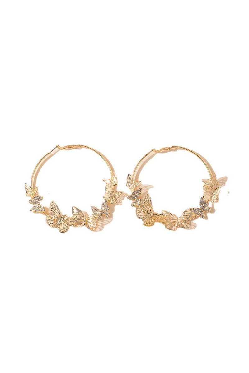 Butterfly Hoop Earrings Gold