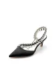 Rhinestone Beaded Pointed Toe High Heels(Black,US5)