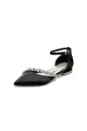 Pretty Rhinestone Pointed Toe Ankle Strap Kitten Heels(Black,US5)