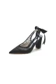 White Hybrid Pump with Transparent Mesh and Silver Heel Accent(Black,US5)
