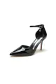 Pointed-Toe High Heels with Ankle Strap(Black,US5)