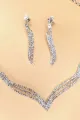 Silver Crystal Necklace Earrings Jewelry Set