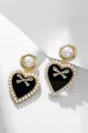 Black Heart Bow Earrings