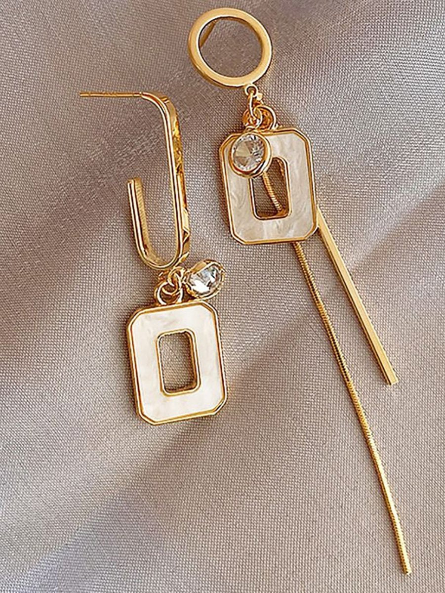 Asymmetric Square Tassel Minimalist Earrings