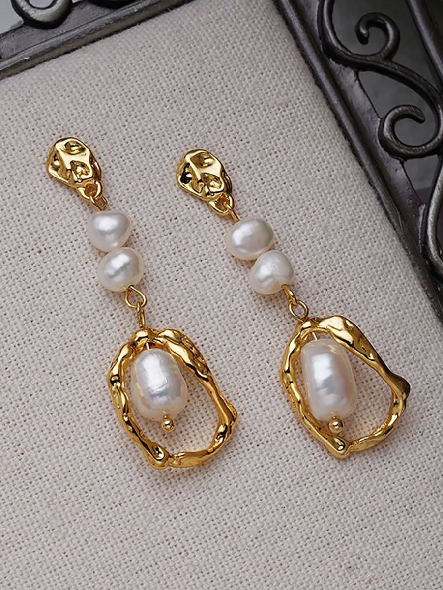 Golden Pearl Drop Earrings