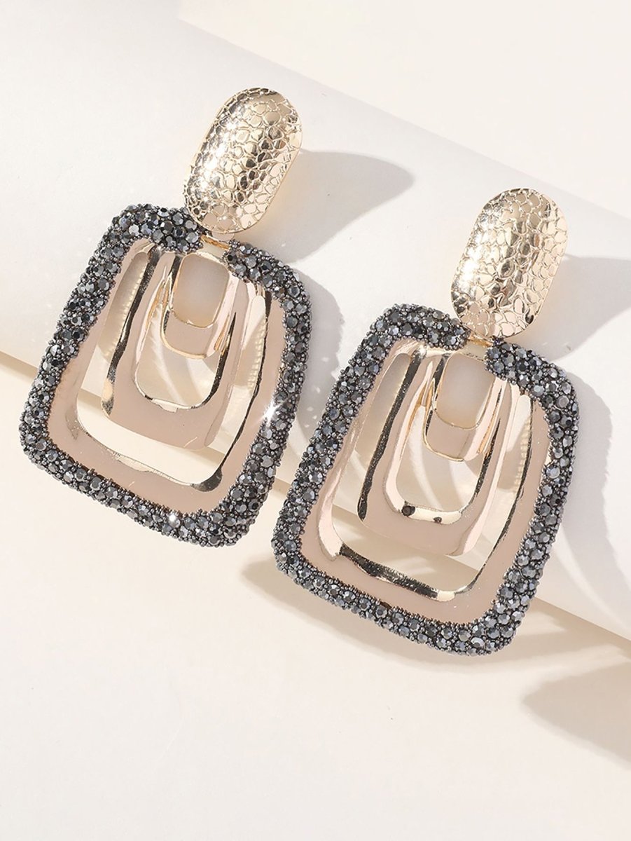 Silver Vintage Square Earrings