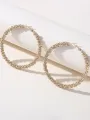Golden Rhinestones Simple Hoop Earrings
