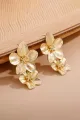 Gold Large Double Flower Earrings