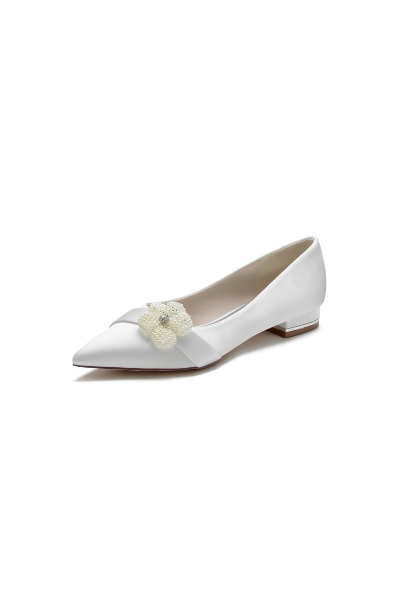 Pearl Flower Cocktail Pointed Toe Flats
