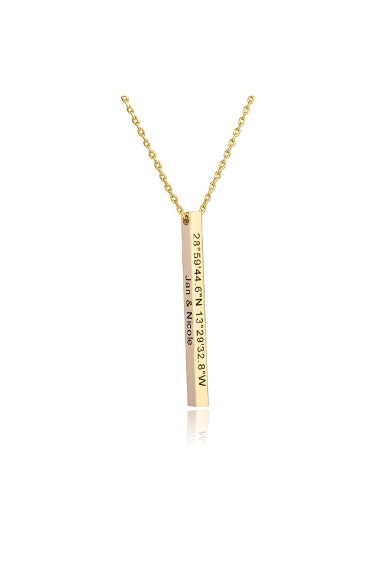 Personalized Gift 3D Bar Dimensional Pendant Necklaces