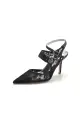 White Bridal Heels with Lace Appliques(Black,US5)