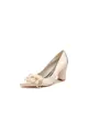 Pointed Toe White Rhinestone Chunky Heels with Flower(Champagne,US5)