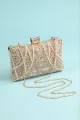 Reto Pearl Embroidery Handbag(Champagne,One Size)