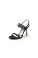 Rhinestone Beaded Ankle Straps Party Shoes(Black,US5)