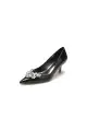 Rhinestone Closed Toe Stiletto Heel Evening Shoes(Black,US5)