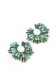 Green Rhinestone Round Shape Earrings