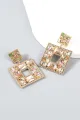 Rhinestone Square Statement Dangle Earrings
