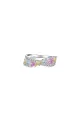 Silver Cross Shaped 5A Cubic Zirconia Colorful Agate Twisted Ring