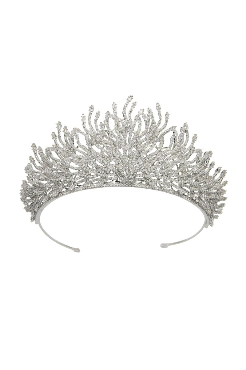 Silver Feather Shaped Zirconia Crown