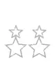 Silver Hollow Star Rhinestone Dangle Earrings