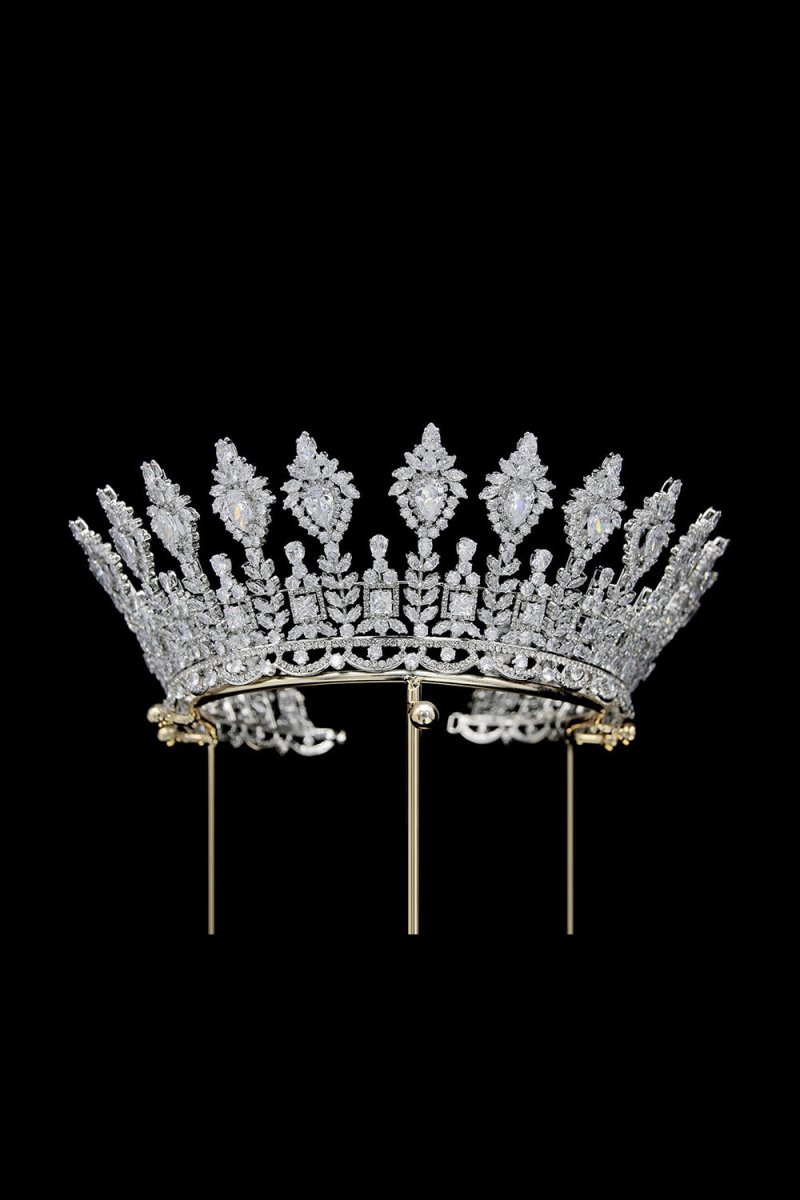 Silver Large 5A Cubic Zirconia Round Tiara